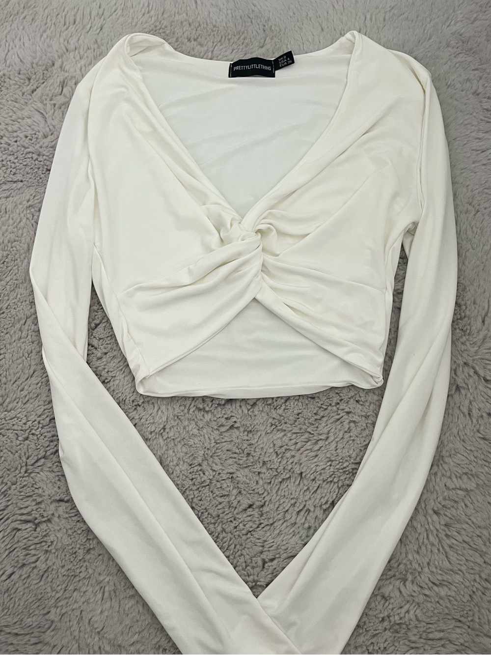 PrettyLittleThing White Cropped Long Sleeve